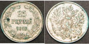 25 Penny Granducato di Finlandia (1809 - 1917) Argento Nicola II (1868-1918)