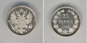 25 Penny Granducato di Finlandia (1809 - 1917) Argento Nicola II (1868-1918)
