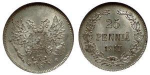 25 Penny Granducato di Finlandia (1809 - 1917) Argento Nicola II (1868-1918)