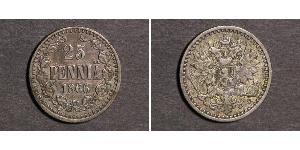 25 Penny Granducato di Finlandia (1809 - 1917) Argento Nicola II (1868-1918)