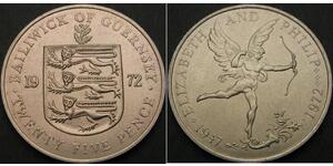 25 Penny Guernsey Argento 