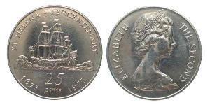 25 Penny Saint Helena (1981 - ) Copper/Nickel Elizabeth II (1926-2022)