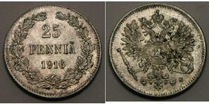 25 Penny Gran Ducado de Finlandia (1809 - 1917) Plata Nicolás II (1868-1918)