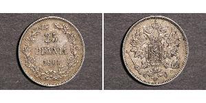 25 Penny Gran Ducado de Finlandia (1809 - 1917) Plata Nicolás II (1868-1918)