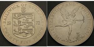 25 Penny Guernsey Plata 