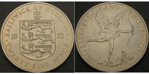 25 Penny Guernsey Plata 