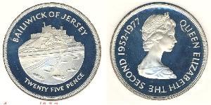 25 Penny Jersey (1066 - ) Plata Isabel II (1926-2022)