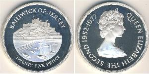 25 Penny Jersey (1066 - ) Plata Isabel II (1926-2022)
