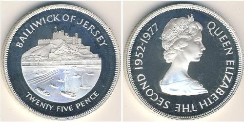 25 Penny Jersey (1066 - ) Plata Isabel II (1926-2022)