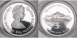25 Penny Tristán de Acuña Plata Isabel II (1926-2022)