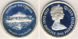 25 Penny Tristán de Acuña Plata Isabel II (1926-2022)