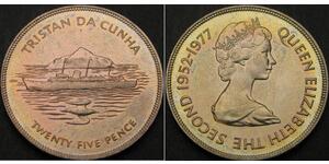 25 Penny Tristán de Acuña Plata Isabel II (1926-2022)