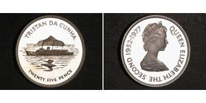 25 Penny Tristán de Acuña Plata Isabel II (1926-2022)