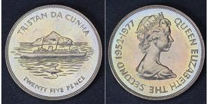 25 Penny Tristán de Acuña Plata Isabel II (1926-2022)
