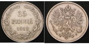 25 Penny Grand Duchy of Finland (1809 - 1917) Silver Nicholas II (1868-1918)
