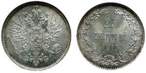 25 Penny Grand Duchy of Finland (1809 - 1917) Silver Nicholas II (1868-1918)