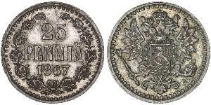 25 Penny Grand Duchy of Finland (1809 - 1917) Silver Nicholas II (1868-1918)