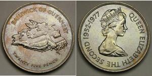 25 Penny Guernsey  Isabel II (1926-2022)
