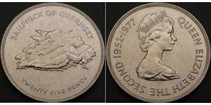 25 Penny Guernsey  Isabel II (1926-2022)