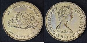 25 Penny Guernsey  Isabel II (1926-2022)