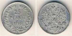 25 Penny 芬兰大公国 (1809 - 1917) 銀 尼古拉二世 (俄罗斯) (1868-1918)