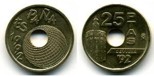 25 Peseta Reino de España (1976 - ) Bronze/Nickel Juan Carlos I (1938 - )