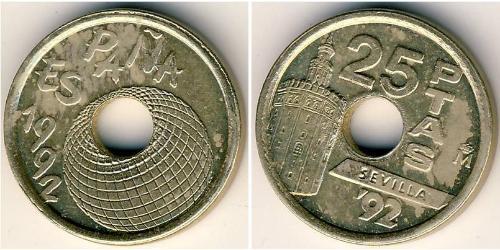 25 Peseta Reino de España (1976 - ) Bronze/Nickel Juan Carlos I (1938 - )