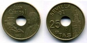 25 Peseta Regno di Spagna (1976 - ) Bronzo/Nichel Juan Carlos I (1938 - )