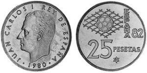 25 Peseta Kingdom of Spain (1976 - ) Copper/Nickel Juan Carlos I of Spain (1938 - )