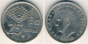 25 Peseta Royaume d’Espagne (1976 - ) Cuivre/Nickel Juan Carlos I (1938 - )