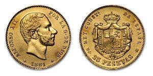 25 Peseta Kingdom of Spain (1874 - 1931) Gold Alfonso XII of Spain (1857 -1885)