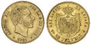 25 Peseta Kingdom of Spain (1874 - 1931) Gold Alfonso XII of Spain (1857 -1885)