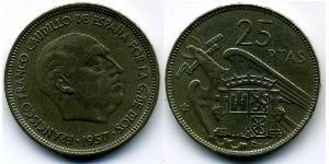 25 Peseta Francoist Spain (1936 - 1975) Kupfer/Nickel 