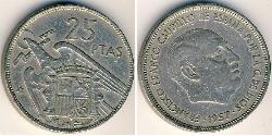 25 Peseta Dictadura de Francisco Franco (1936 - 1975) Níquel/Cobre Francisco Franco(1892 – 1975)