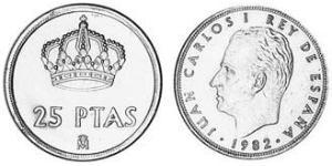 25 Peseta Dictadura de Francisco Franco (1936 - 1975) Níquel/Cobre Juan Carlos I (1938 - )