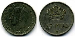 25 Peseta Dictadura de Francisco Franco (1936 - 1975) Níquel/Cobre Juan Carlos I (1938 - )