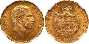 25 Peseta Kingdom of Spain (1874 - 1931) Oro Alfonso XII of Spain (1857 -1885)