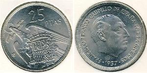 25 Peseta Francoist Spain (1936 - 1975) Rame/Nichel Francisco Franco(1892 – 1975)