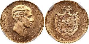 25 Peseta Kingdom of Spain (1874 - 1931) 金 Alfonso XII of Spain (1857 -1885)