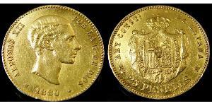 25 Peseta Kingdom of Spain (1874 - 1931) 金 Alfonso XII of Spain (1857 -1885)
