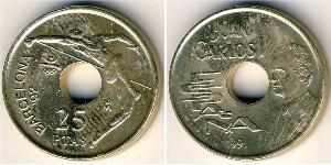 25 Peseta 西班牙 青铜/镍 胡安·卡洛斯一世 (1938 - )