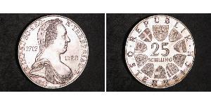25 Shilling Republic of Austria (1955 - ) Argent Maria Theresa of Austria (1717 - 1780)