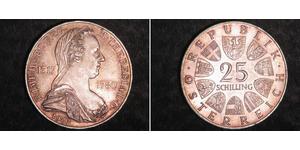 25 Shilling Republic of Austria (1955 - ) Argent Maria Theresa of Austria (1717 - 1780)