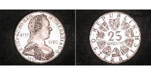 25 Shilling Republic of Austria (1955 - ) Argent Maria Theresa of Austria (1717 - 1780)