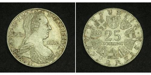 25 Shilling Republic of Austria (1955 - ) Argent Maria Theresa of Austria (1717 - 1780)