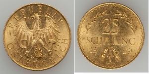 25 Shilling Geschichte Österreichs (1918-1934) Gold 
