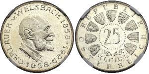25 Shilling Republic of Austria (1955 - ) Plata Carl Auer von Welsbach