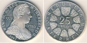 25 Shilling Republic of Austria (1955 - ) Plata Maria Theresa of Austria (1717 - 1780)