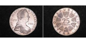 25 Shilling Republic of Austria (1955 - ) Plata Maria Theresa of Austria (1717 - 1780)