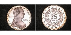 25 Shilling Republic of Austria (1955 - ) Plata Maria Theresa of Austria (1717 - 1780)
